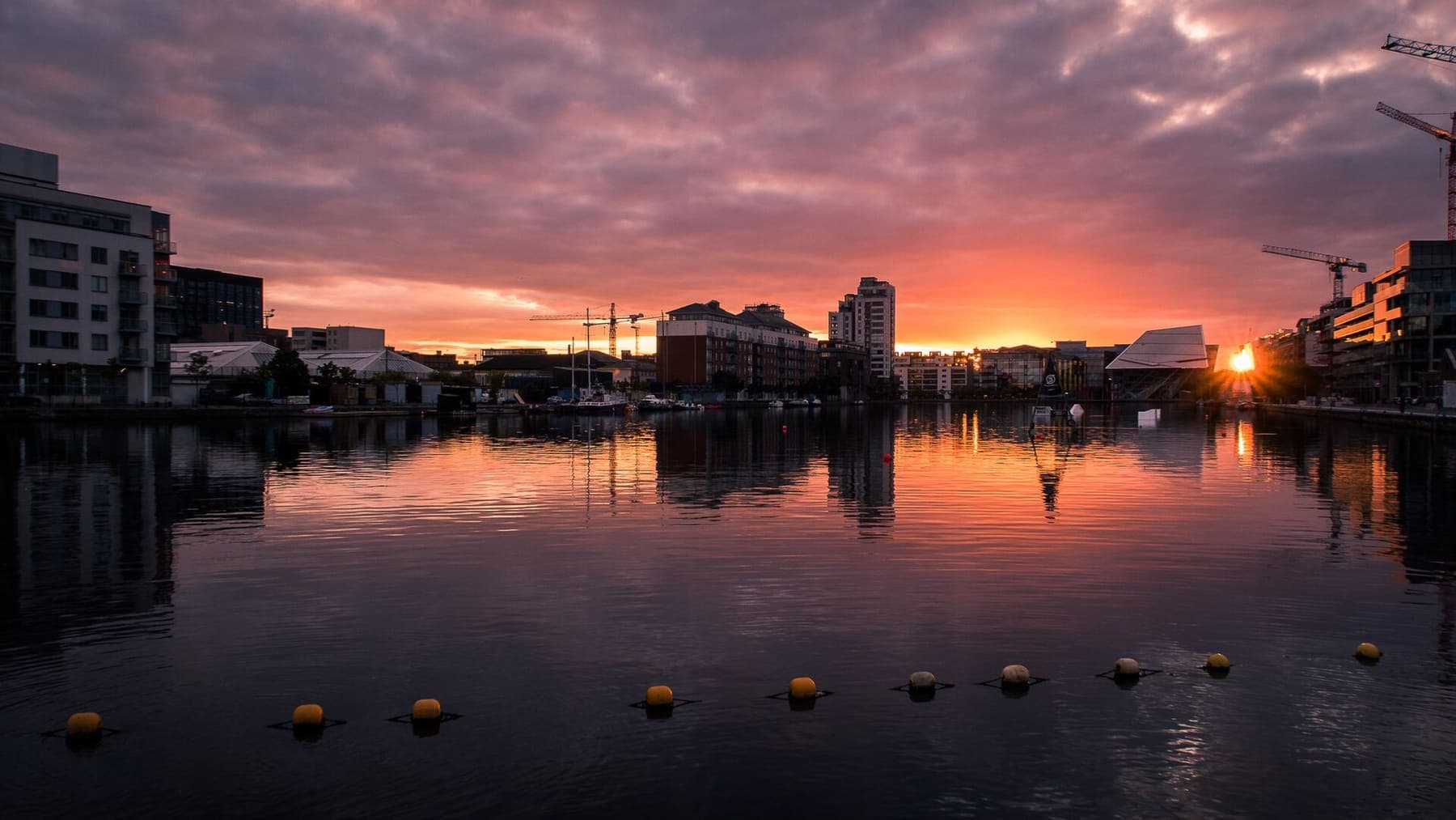 Grand Canal Dock, Dublin, at sunset