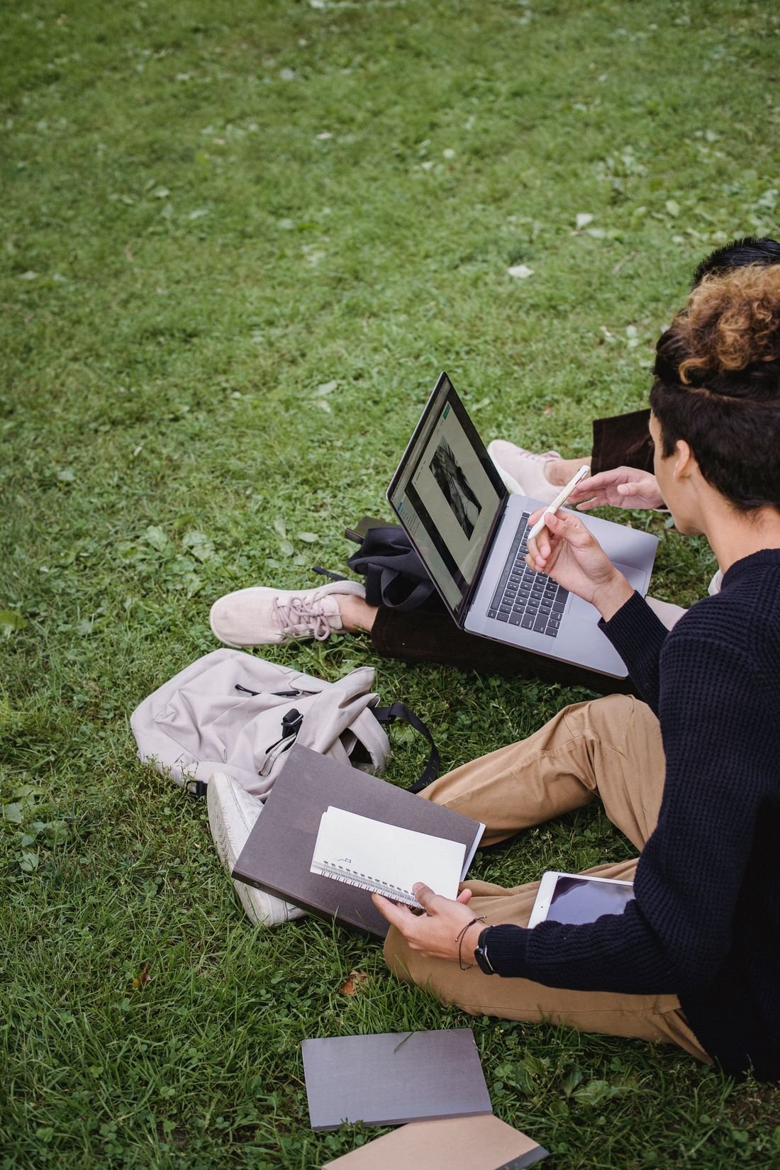 Student preparing documents on a laptop